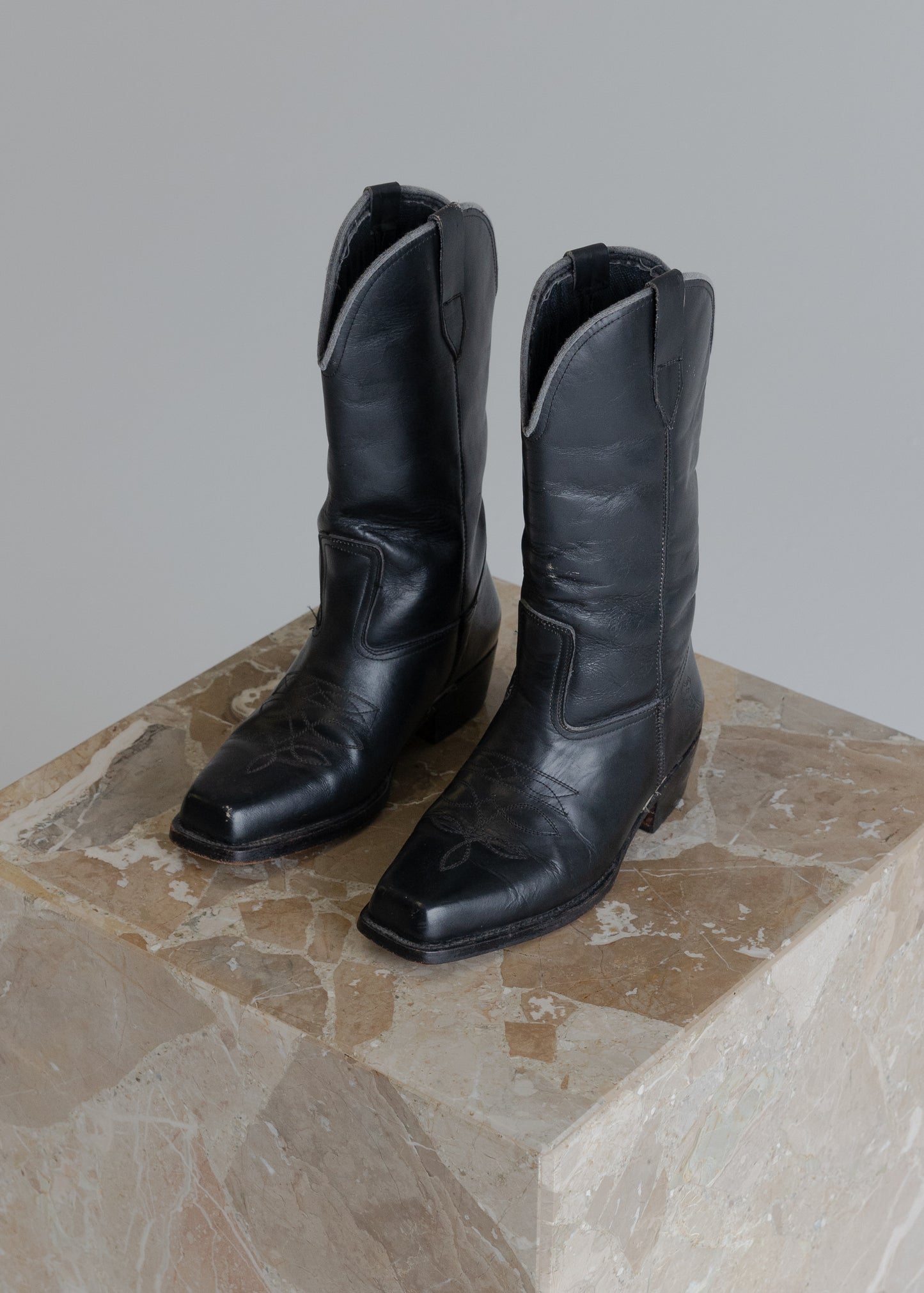 Black Leather Western Boots