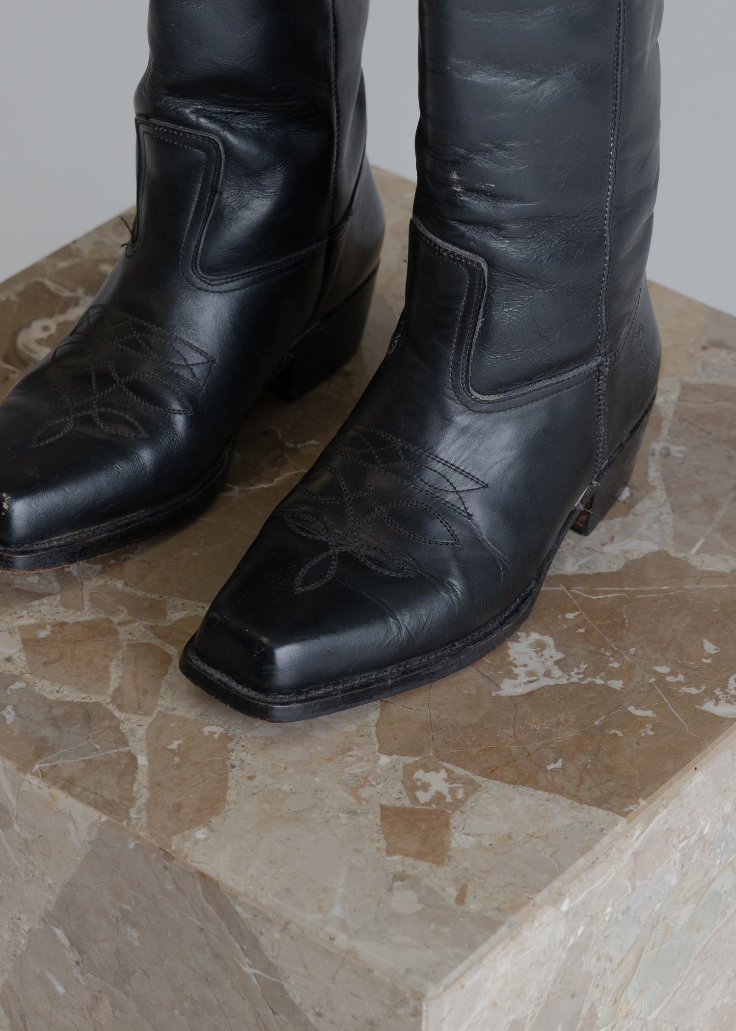 Black Leather Western Boots