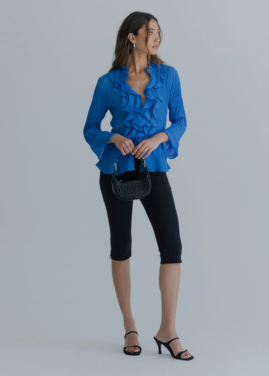 Blue Ruffle Top