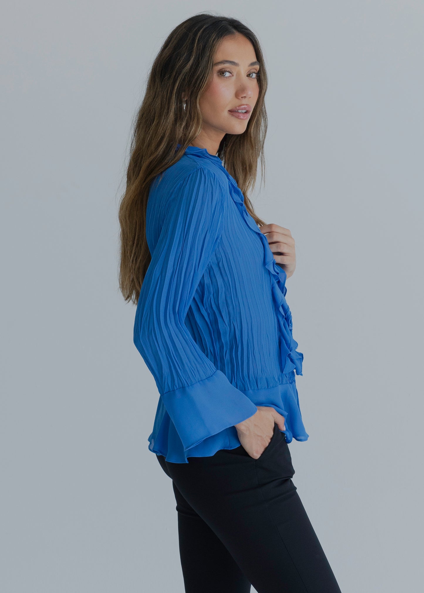 Blue Ruffle Top