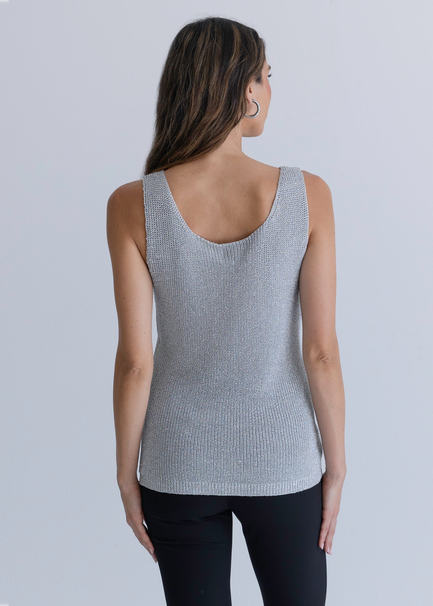 Metallic Silver Knitted Top